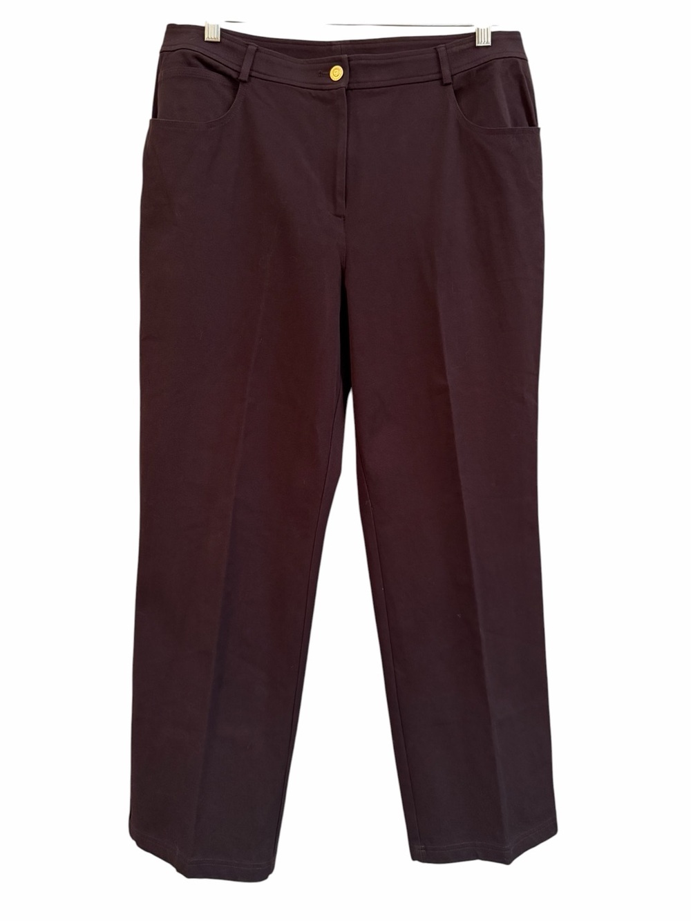 St John Jean Pant Trouser Womens 14 Brown Stretch Denim Straight Elevated Casual